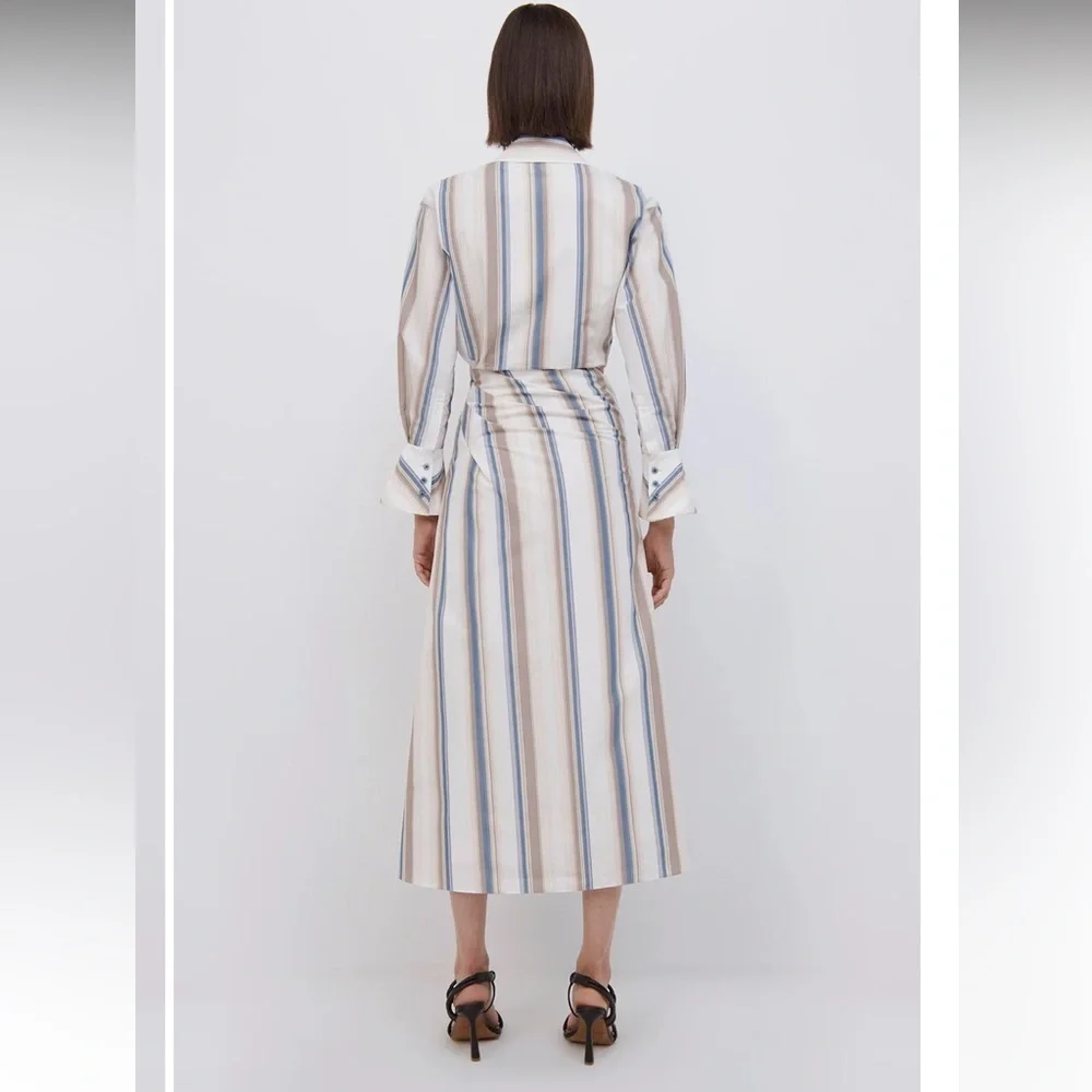 NWT Jonathan Simkhai- Marge Stripe Heavy Cotton Midi Dress. Size 4 - Picture 2 of 12